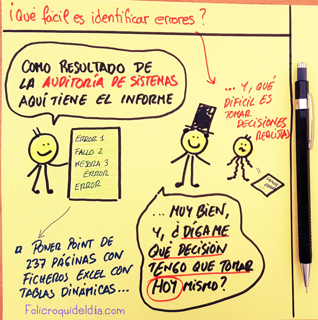 ¡Qué fácil es identificar los fallos!. Una vez identificados hay que tomar decisiones realistas para corregirlos. Eso es lo difícil.