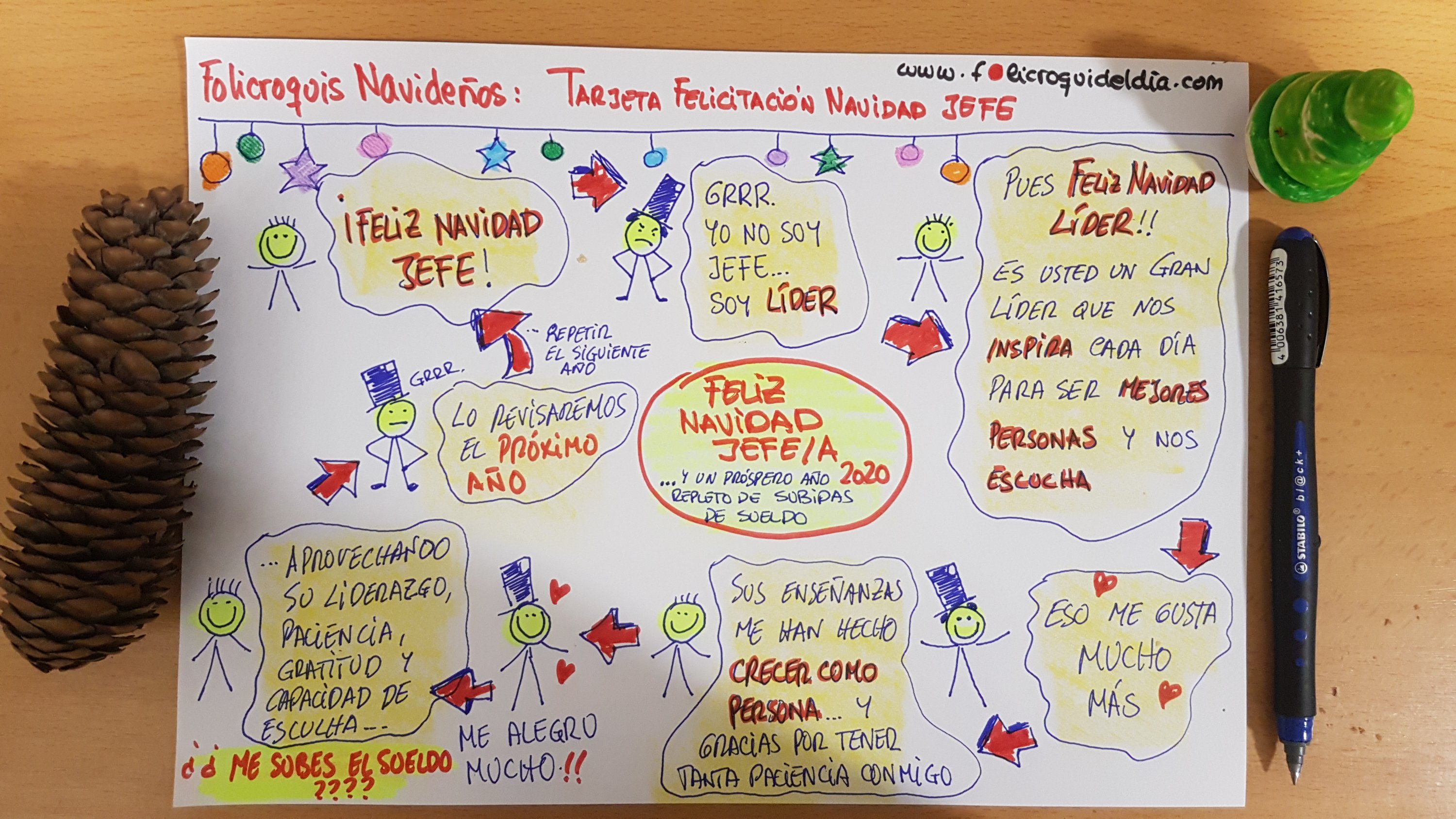Folicroqui Navideño para imprimir y entregar al jefe para desearle una Feliz Navidad y .... aprovechar de forma sutil para pedir un ligero aumento de sueldo.