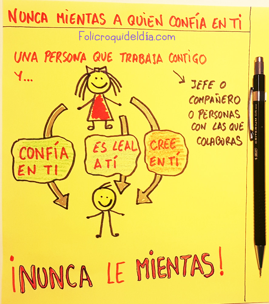 Nunca mientas a una persona que confía en ti. Si esa persona es leal, confía y trabaja contigo mentir es una falta enorme de respeto a la confianza.