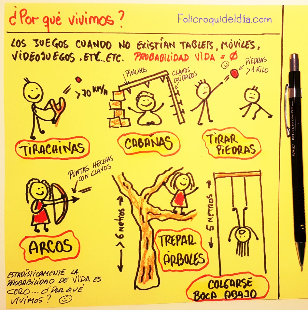 ¿Por qué vivimos?. De niños hacíamos una cantidad de temeridades; petardos, tirachinas, arcos, quimicefas, cabañas con pinchos, colgarnos de trapecios