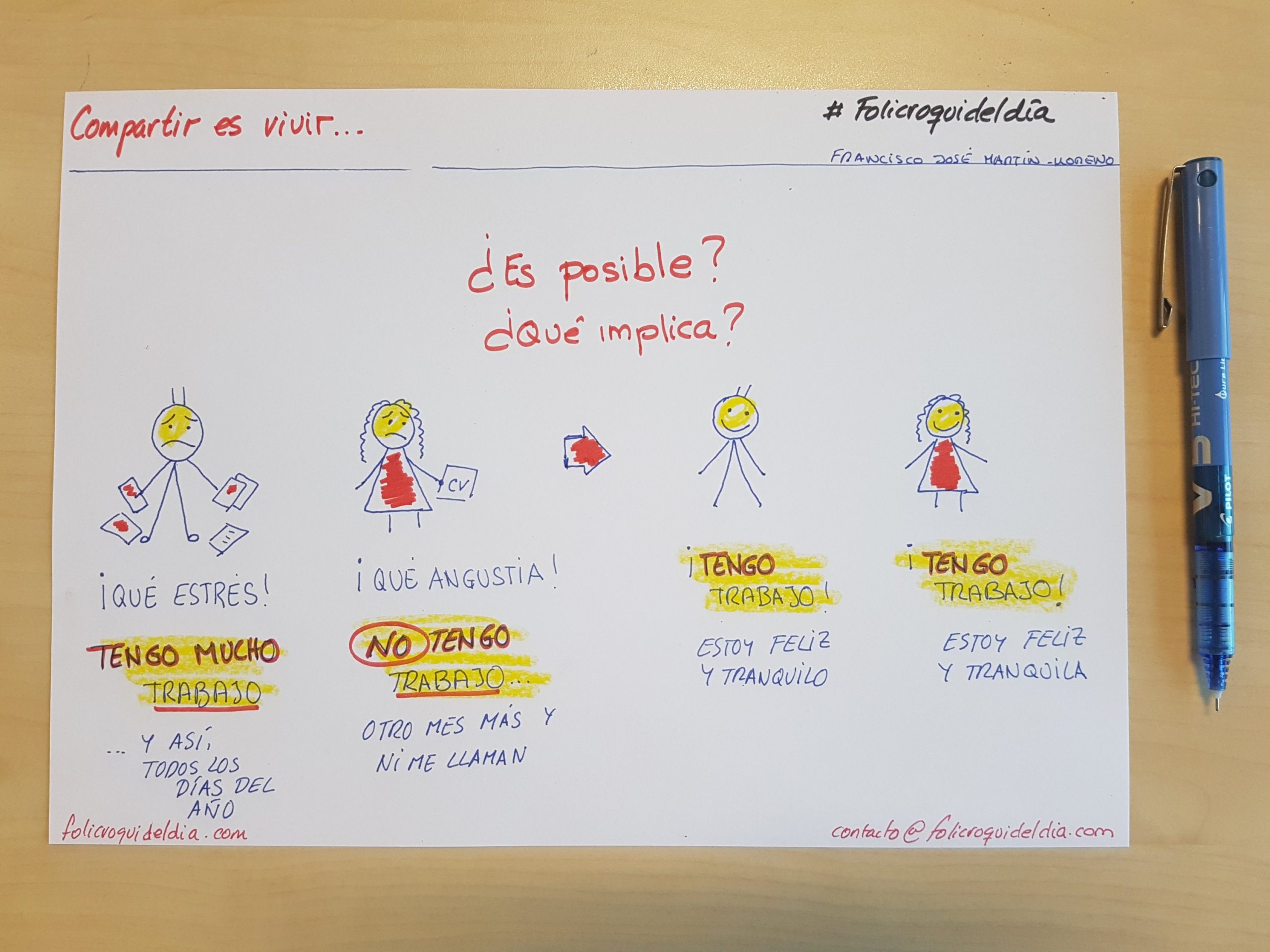 Compartir es vivir. Si tenemos trabajo podemos considerarnos afortunados. Muchas gente no lo tiene. Sólo cuando nos falta nos planteamos opciones