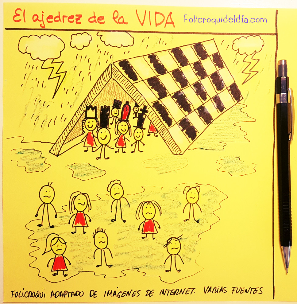 El ajedrez de la vida. Hay veces que una simple imagen lo dice todo. Cuando hay mal tiempo los líderes son los que salen de las trincheras
