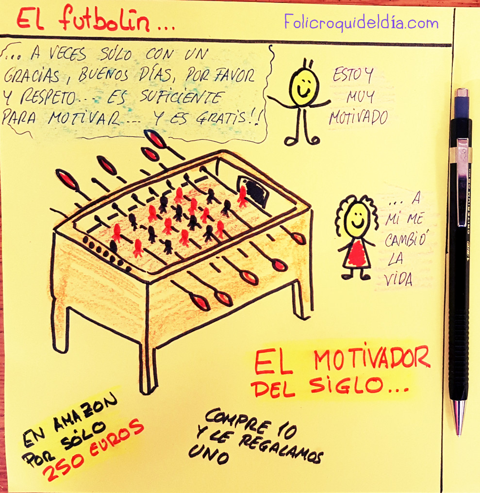 El futbolín motivador. Definido en la literatura como una "herramienta estratégica" en la cultura de cualquier empresa que pretenda ser innovadora y pionera