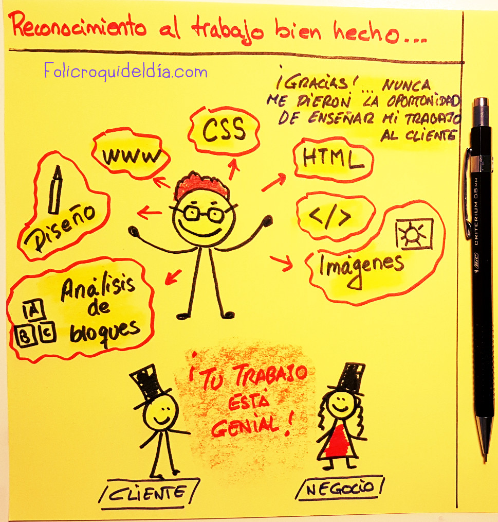 El reconocimiento al trabajo bien hecho. No hay mejor reconocimiento que te den la oportunidad de presentar tu trabajo al cliente.